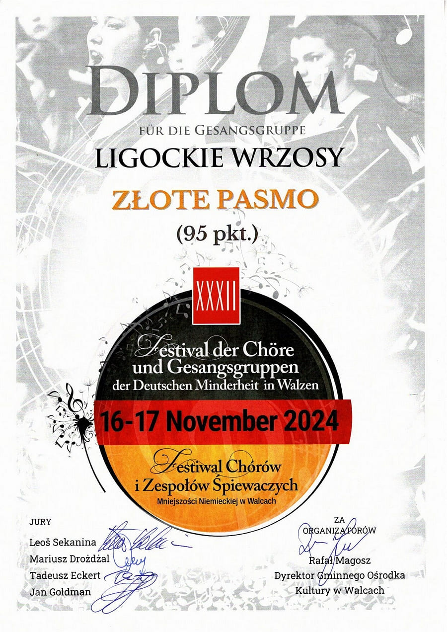 Złote Pasmo w XXXII Festiwalu Chórów i Zespołów Mniejszości Niemieckiej w Walcach